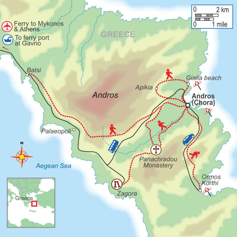 A self-guided walking holiday on the Greek island of Andros with On Foot Holidays