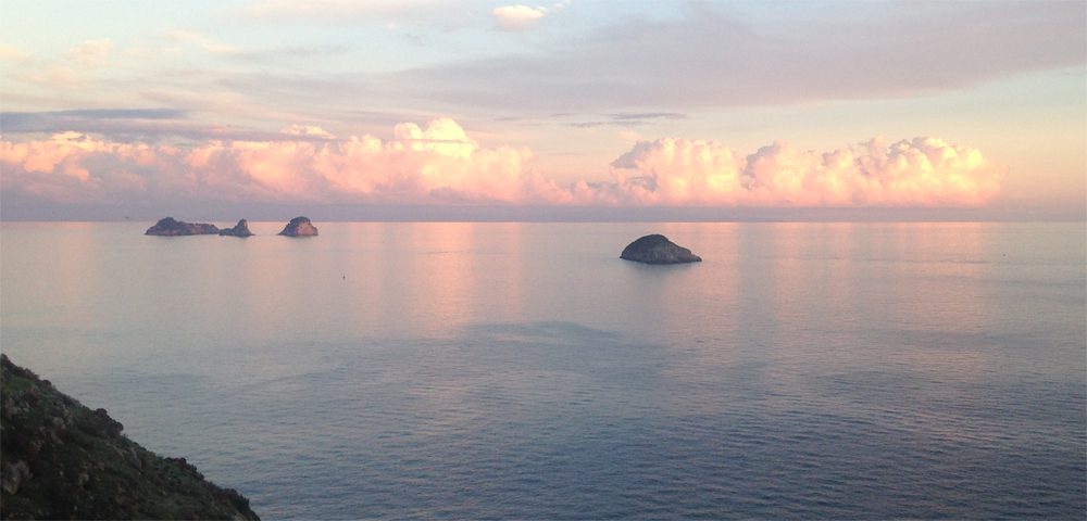 The Siren Islands at sunset