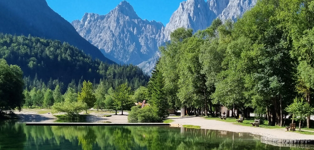 Glassy-smooth Jasna Lake