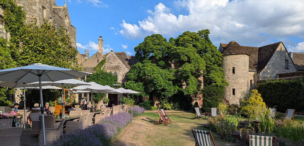 Afternoon refreshments in the idyllic grounds of The Close Hotel in Tetbury