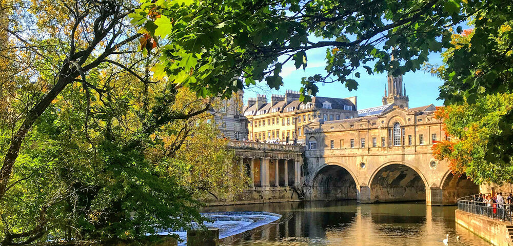 A view of Pulteney Bridge, Bath across the River Avon