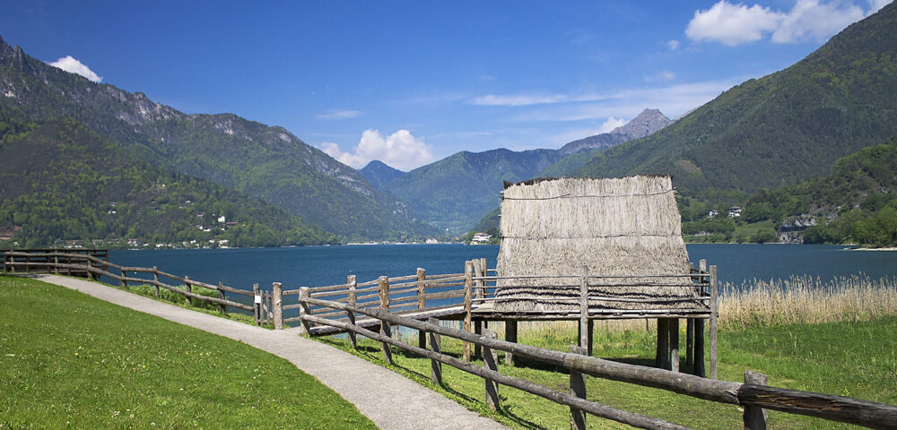 Reconstructed Bronze Age building at Lake Ledro